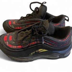 Nike Air Max 97 Tartan Sneakers Women's‎ 9 Black Plaid AV8220-001 Reflective